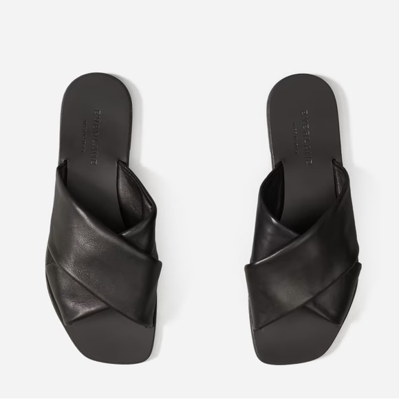 Everlane Shoes - Everlane Black Leather The Day Crossover Slide Sandal Size 6 US